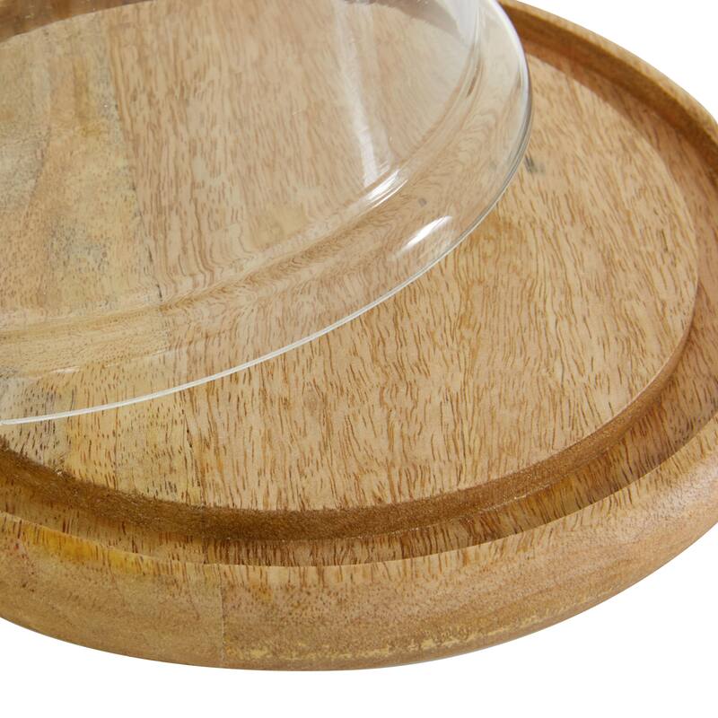 Glass Cake Stand with Glass Lid - Brown - Roche River Decor