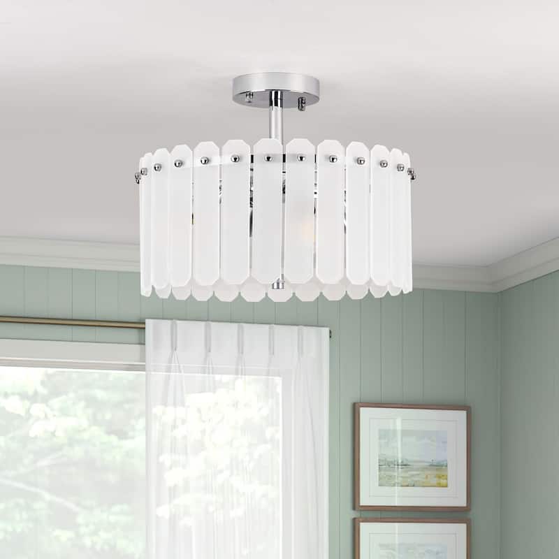 4 - Light Drum Semi Flush Mount - Chrome - N/A - Chrome