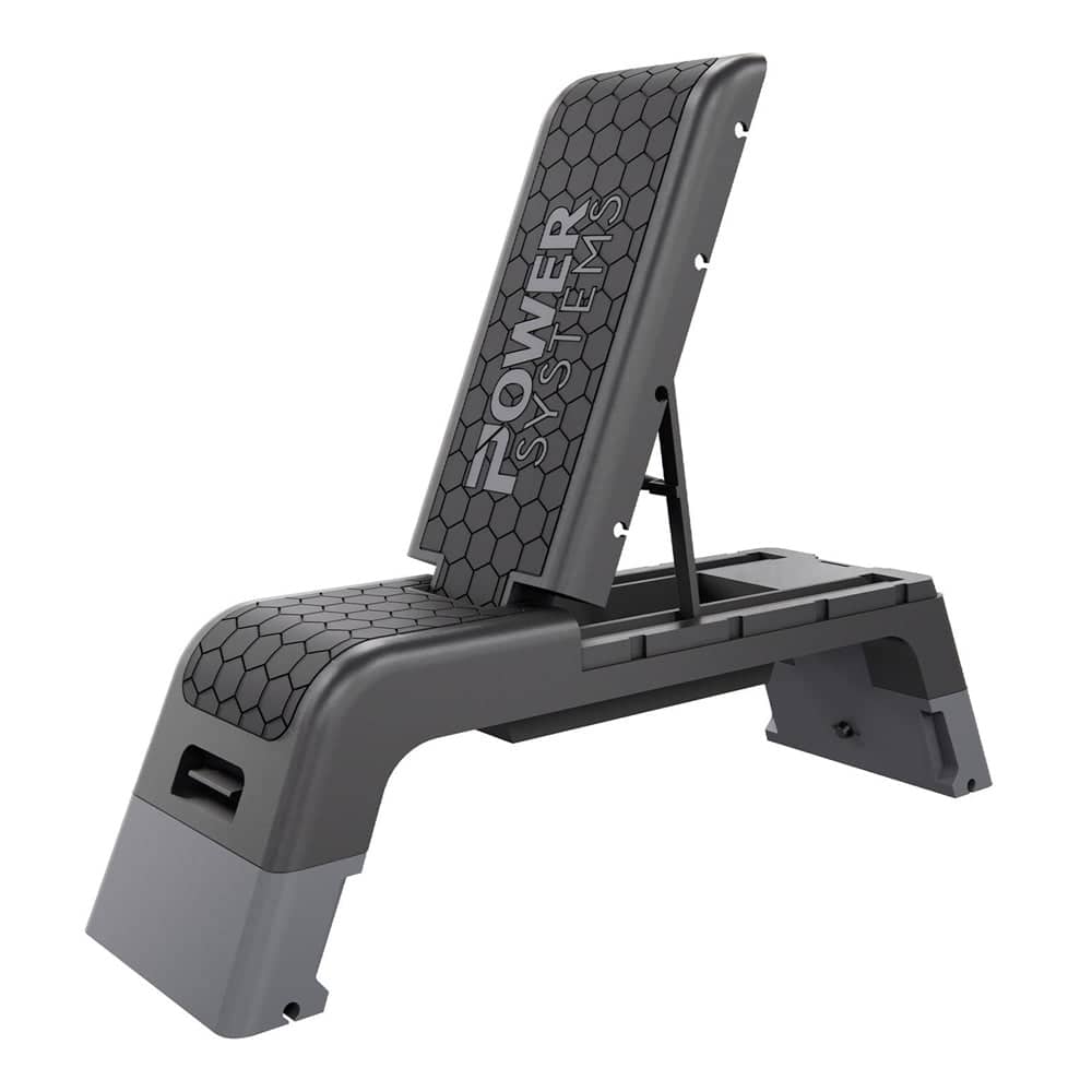 Power Systems Aerobic Deck Adjustable Fitness Bench with Band Clips - N/A