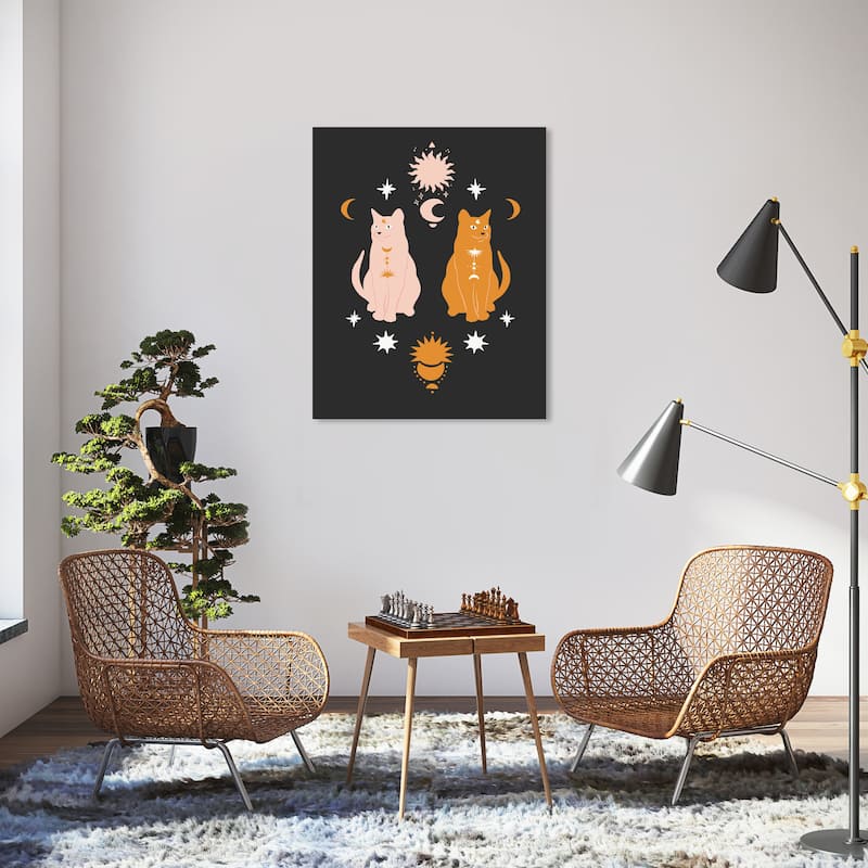 Wynwood Studio Canvas Holiday and Seasonal Midnight Loving Cats Black Modern & Contemporary Wall Art Canvas Print - 30 x 36