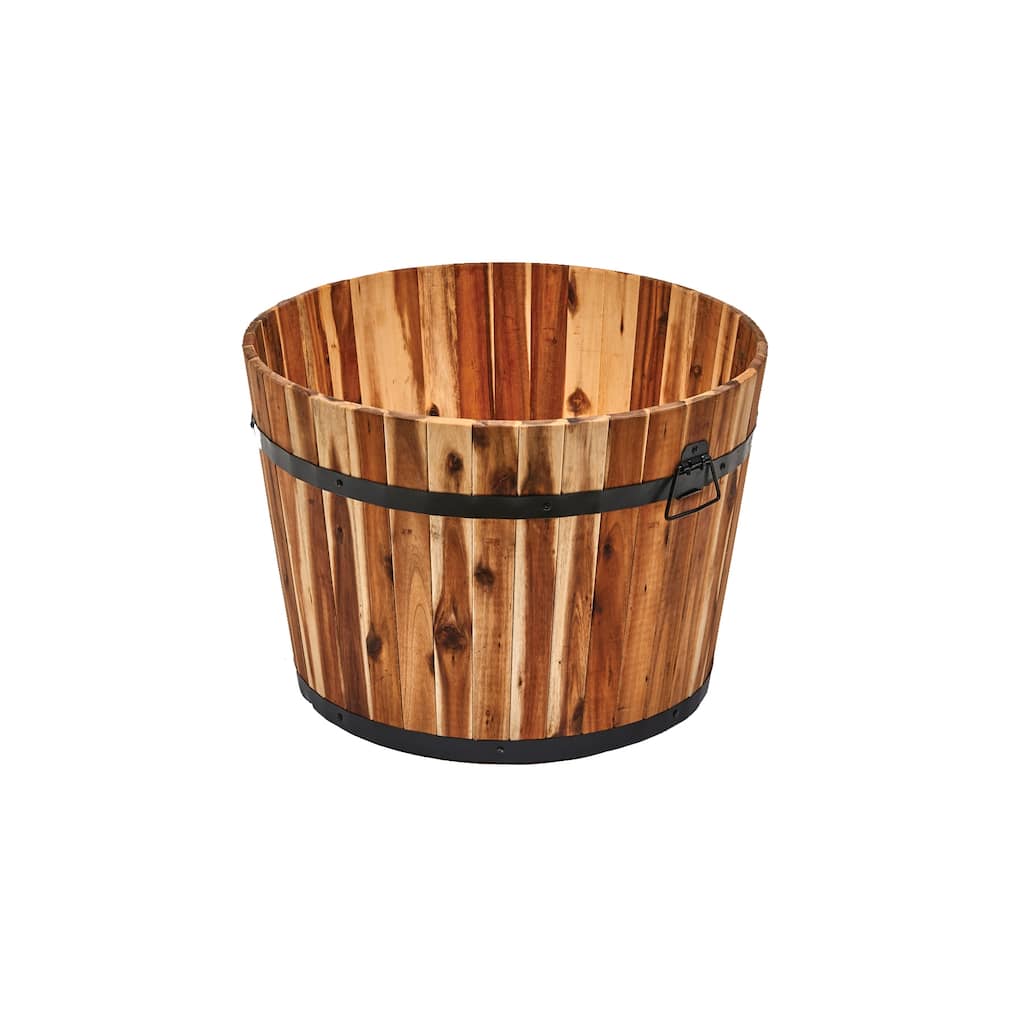 15" Nested Wood Barrel Planter - 15