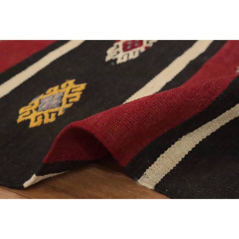 Hand Woven Oriental 100% Wool Carpet Southwestern Tribal Multi-Colored Kilim Area Rug - 9' 0'' X 5' 0''