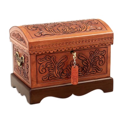 Novica Handmade Viceroyalty Wood And Leather Jewelry Box