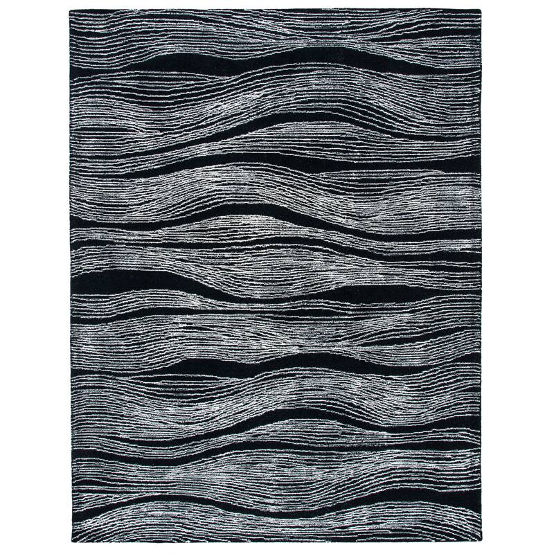 SAFAVIEH Handmade Metro Fetnete Modern Abstract Wool Rug - 9' x 12' - Black/Ivory