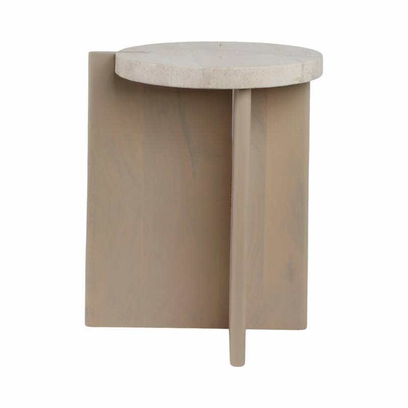 Stone Wood Accent Table Decorative Contemporary Silhouette Style