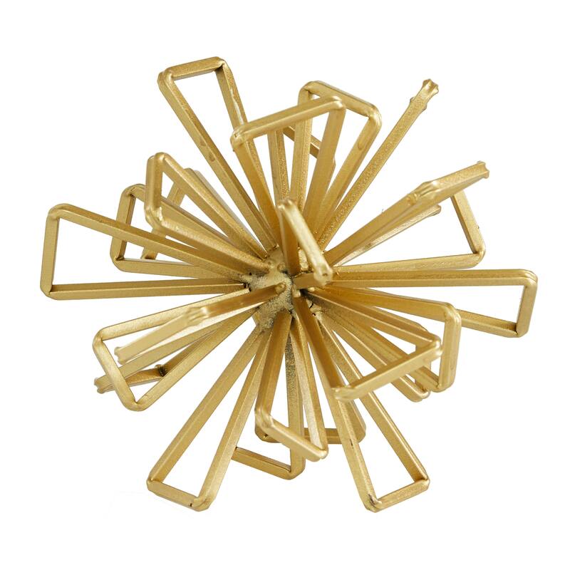 Metal Geometric Wire Rod Orb Sculpture - Set of 3 Gold - Roche River Decor - 8"W x 8"L x 8"H