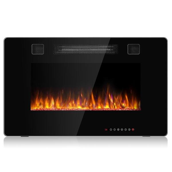 slide 12 of 15, Electric Fireplace Recessed Wall Mounted Fireplace Heater 30''W x 3.86''D x 18.11''H