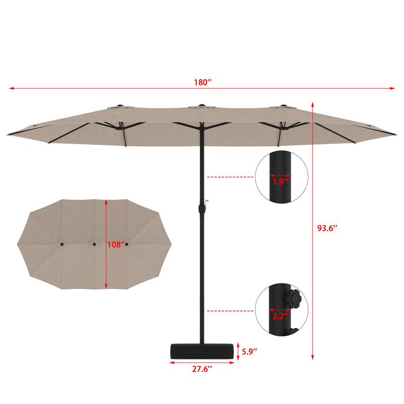 15 - foot Dual - sided Teal Outdoor Umbrella: Durable Polyester Canopy, Sturdy Steel Frame(no base)