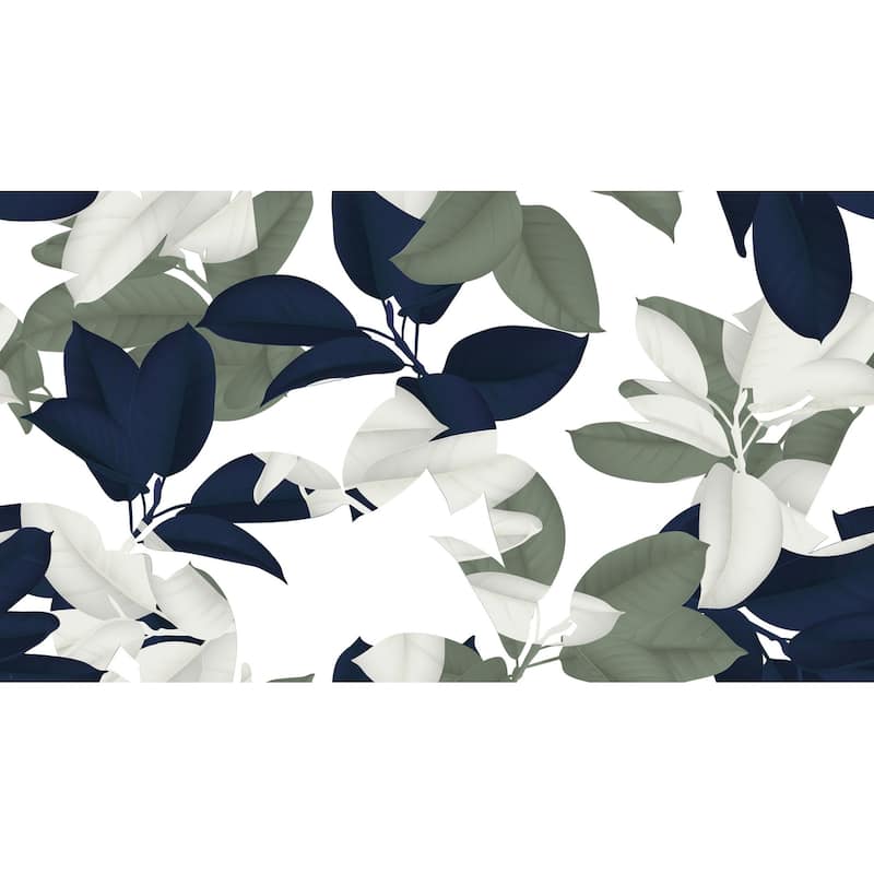 Mingos Exotic Leaves Removable Wallpaper - 10'ft H x 24''inch W - 10'ft H x 24''inch W - Green