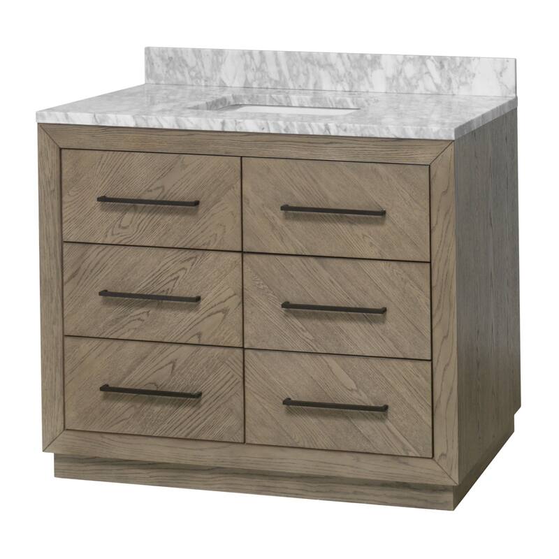 KitchenBathCollection Avery 42" Bathroom Vanity with Carrara Marble Top