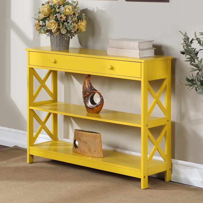 Convenience Concepts Oxford 1 Drawer Console Table with Shelves - Yellow