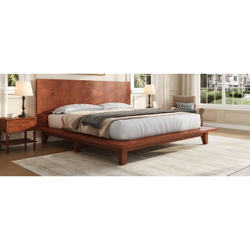 Roomfitters Full/Queen/King Size Wood Platform Bed with Headboard and Slat Support