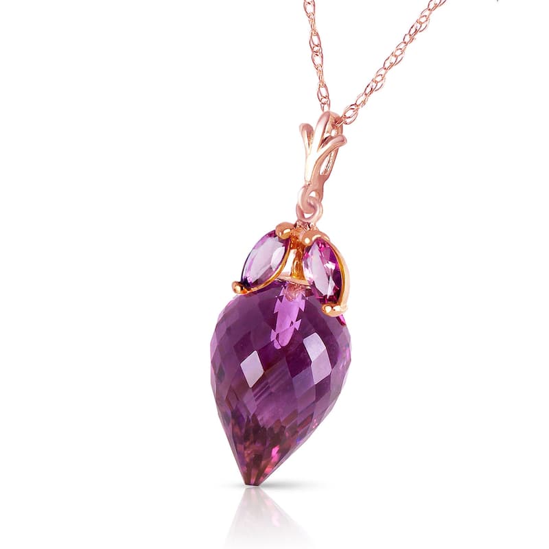 10 Carat 14K Solid Gold Necklace Marquis Pointy Briolette Amethyst