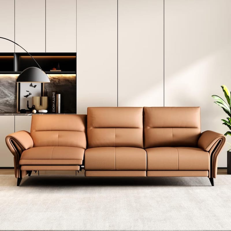 112.5'' Vegan Leather Power Reclining Sofa with USB Charging Port
