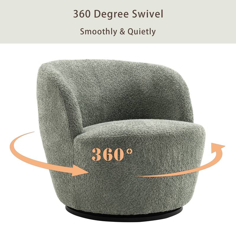 Swivel Accent Chair, Furry Round Barrel Chair