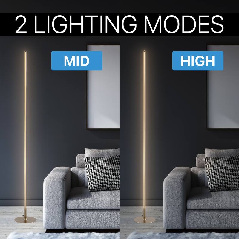 Cairo 59.5" LED Integrated Floor Lamp, Chrome by JONATHAN Y - 59.5" H x 8" W x 8" D