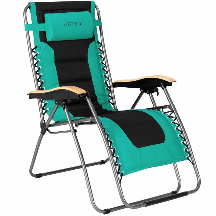 Oversize Folding Adjustable Padded Zero Gravity Lounge Chair - 29.5" x 29" - 63" x 33" - 44.5" (L x W x H)