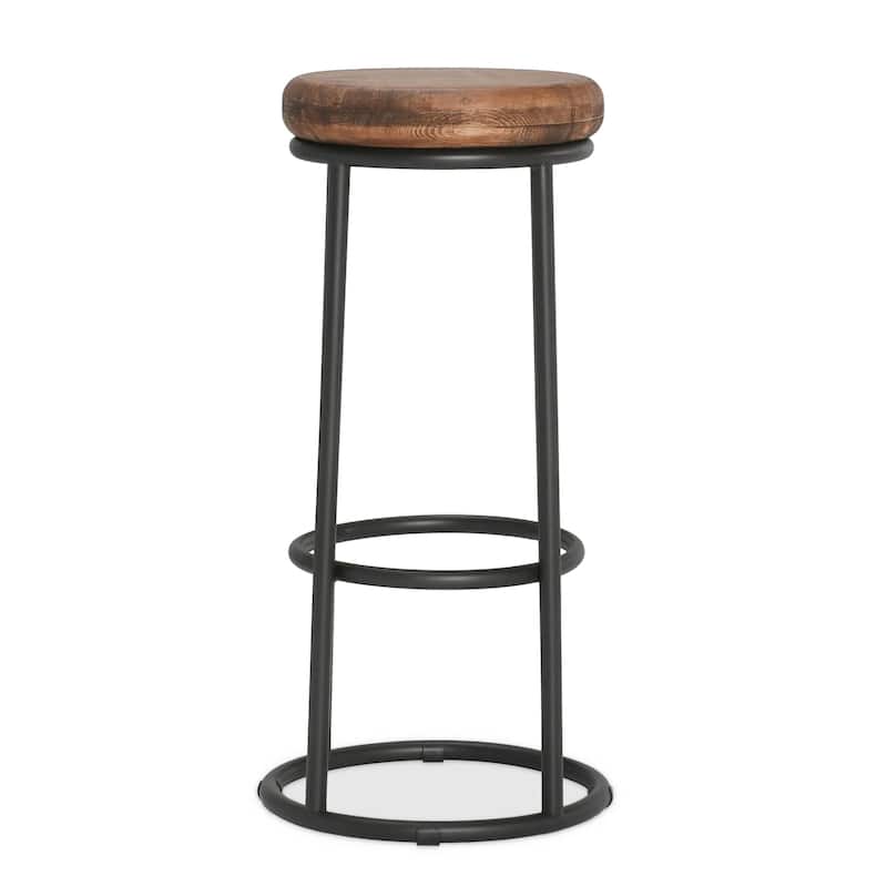 Carbon Loft Horseshoe Reclaimed Wood and Iron Stool