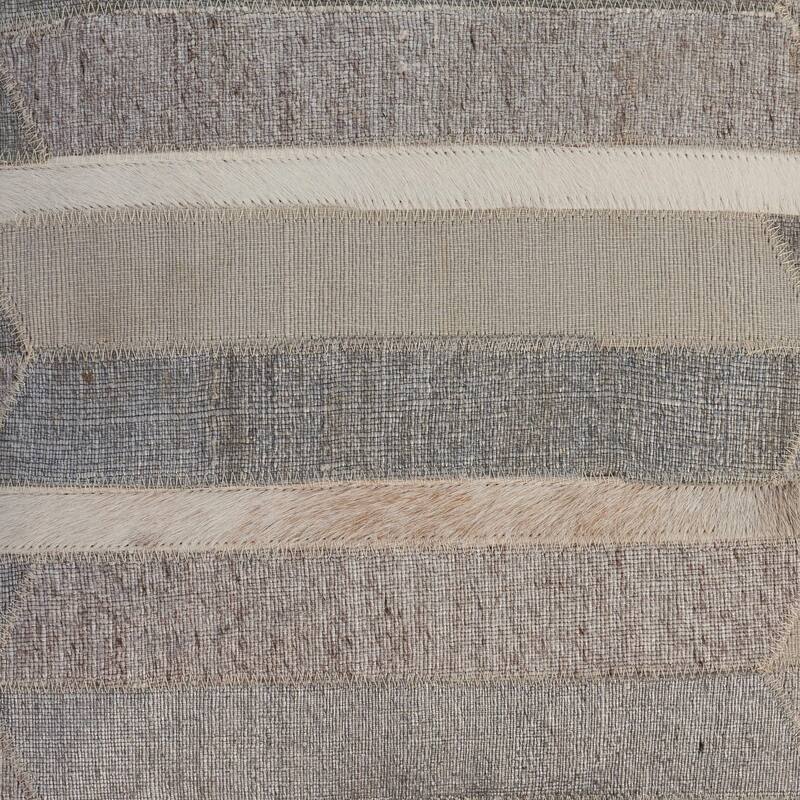 Sevita Wayne Gray/ Tan Striped Wool and Faux Hide Blend Pillow with Poly Insert