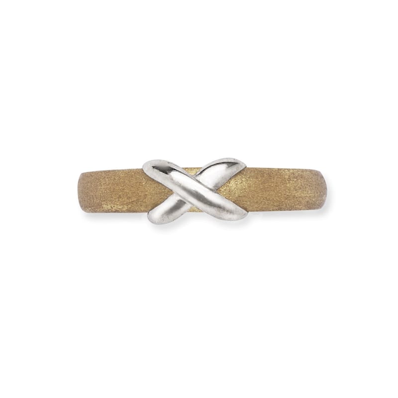 14k Two-tone Gold Satin Adjustable X Body Jewelry Toe Ring - White