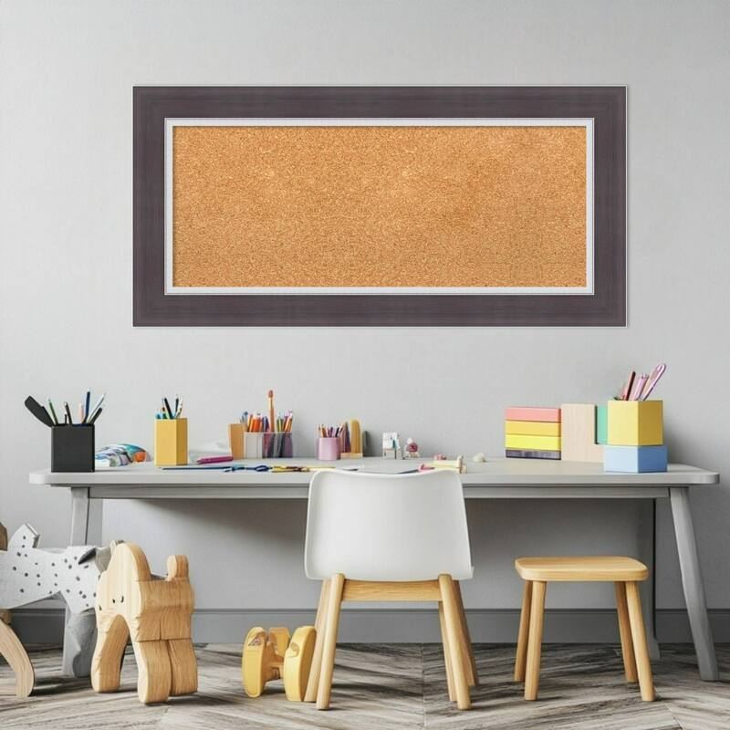 Ellie Brown Silver Framed Cork Board - Bulletin Board, Organization Board, Pin Board