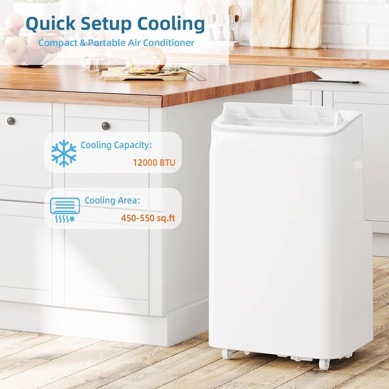 12000 BTU Portable Air Conditioners Cools Up to 550 Sq.Ft, 3-In-1 Portable AC Unit