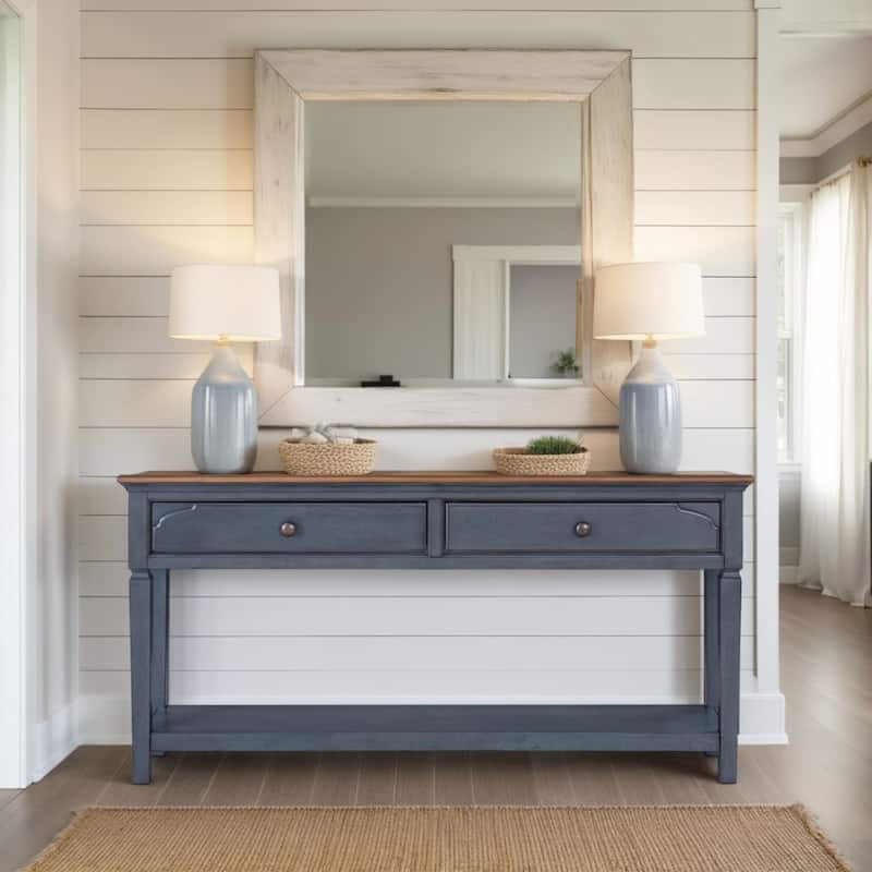 Bridgevine Home Americana 60 inch Sofa Table, Corduroy Blue Finish, Minimal Assembly Required