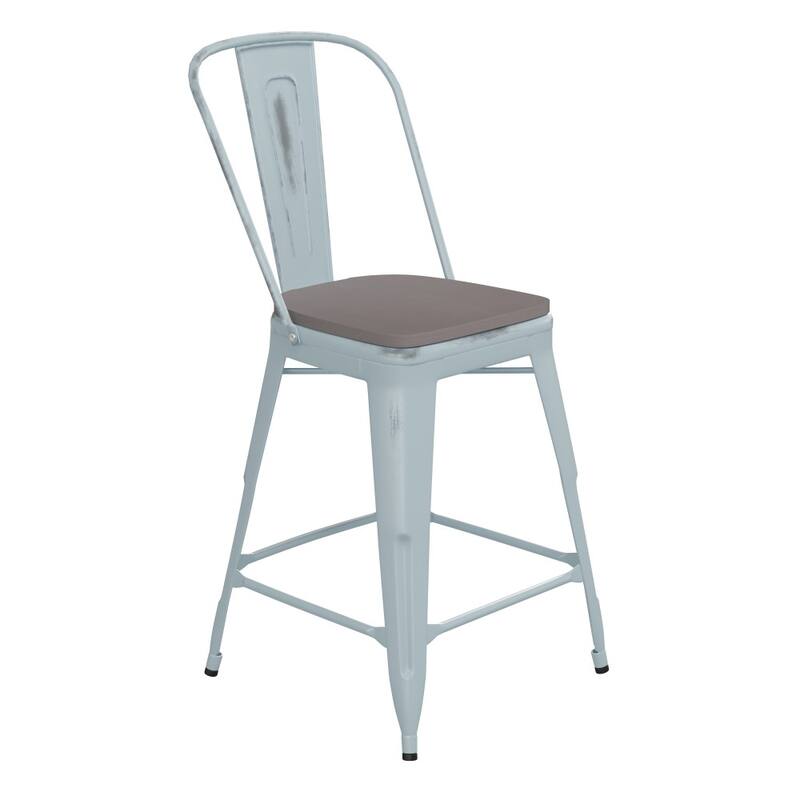 All-Weather Counter Height Stool with Poly Resin Seat