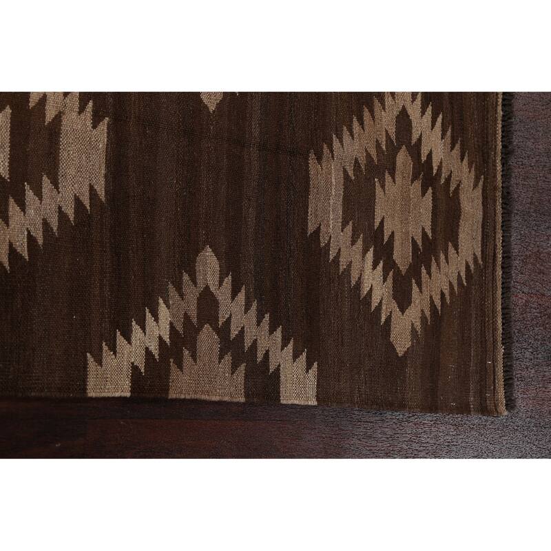 Natural Dye Tribal Geometric Oriental Kilim Area Rug Wool Flat-woven - 4'10" x 6'7"
