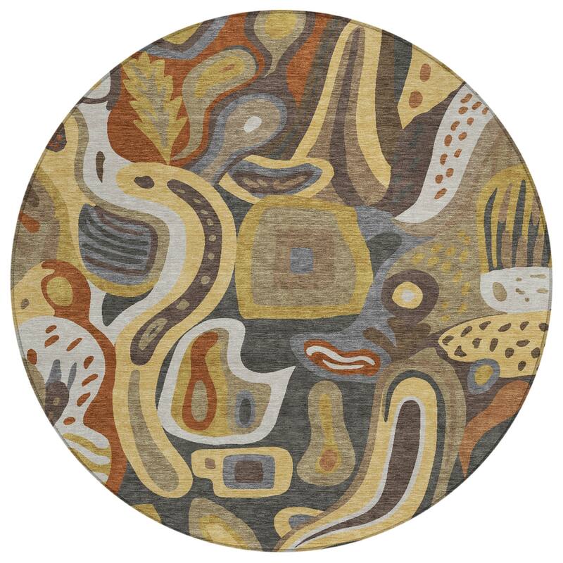 Machine Washable Indoor/ Outdoor Modern Picasy Chantille Rug