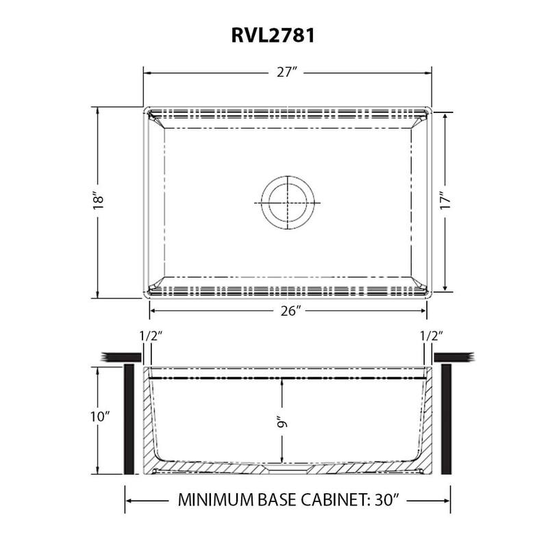Ruvati 27 inch Fireclay Workstation White Farmhouse Kitchen Sink Apron Front Single Bowl - RVL2781WH - 27 x 18