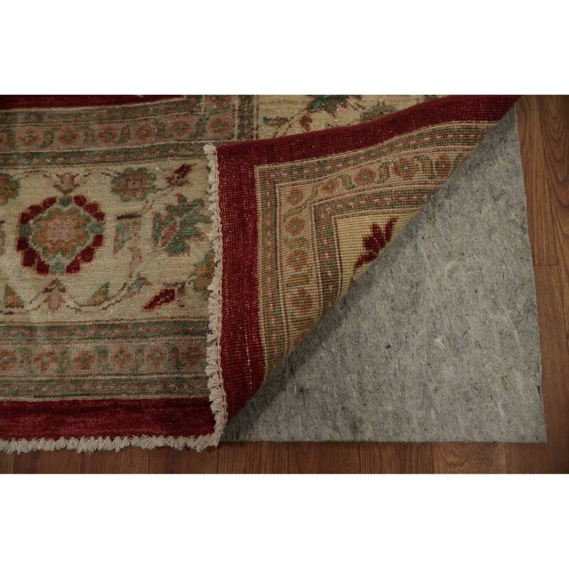 Hand Knotted Oriental 100% Wool Carpet Traditional All-Over Red Ziegler Area Rug - 11' 10'' X 9' 0''