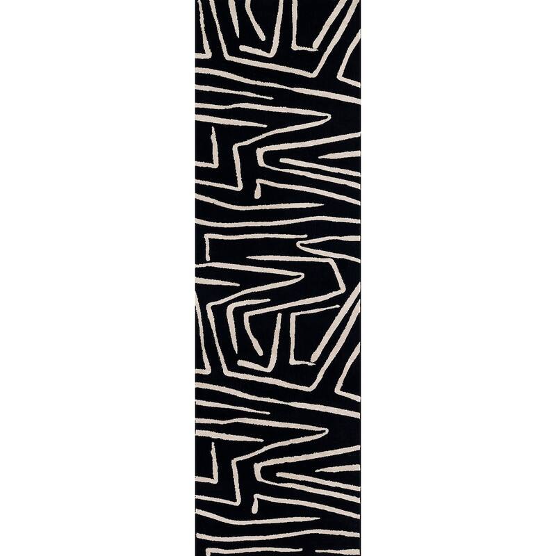 Momeni Noho Modern Black Geometric Area Rug - 2'3" X 7'6" Runner - Black - Rectangle