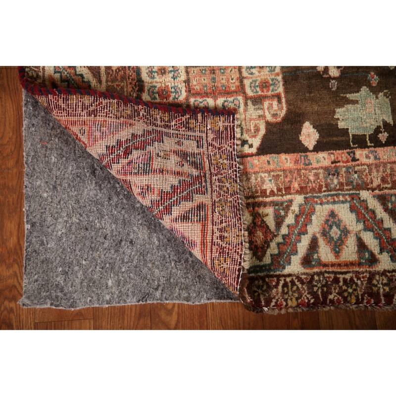 Geometric Shiraz Persian Antique Area Rug Hand-knotted Wool Carpet - 4'10"x 7'10"