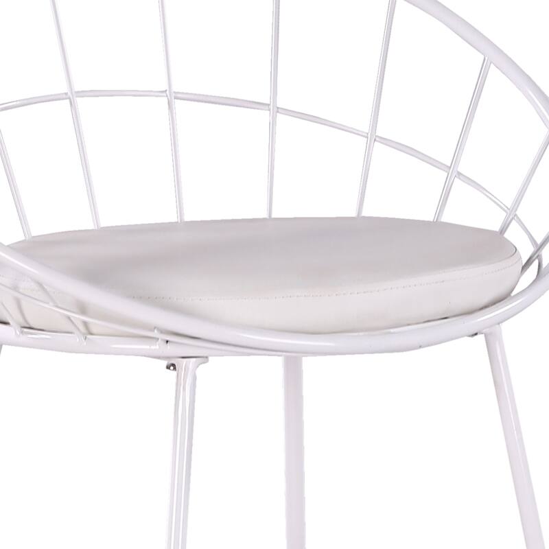 29" Modern White Bar Stools Upholstered Counter Stools, Set of 2 - 21" L x 18" W x 38" H