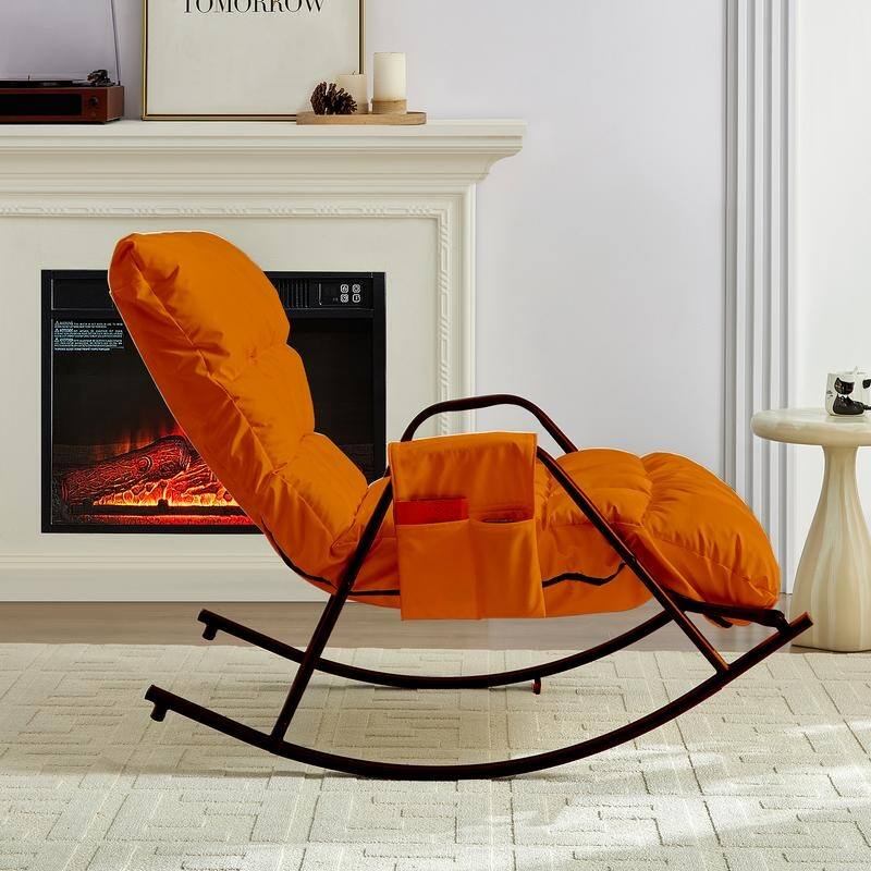 Mixoy Adjustable Widen Rocking Chair,Modern Lounge Nursery with Iron Frame