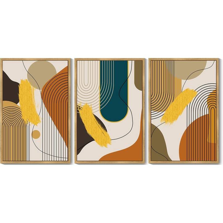 Abstract Framed Wall Art Modern Minimalist Luxury Gold Line Artwork