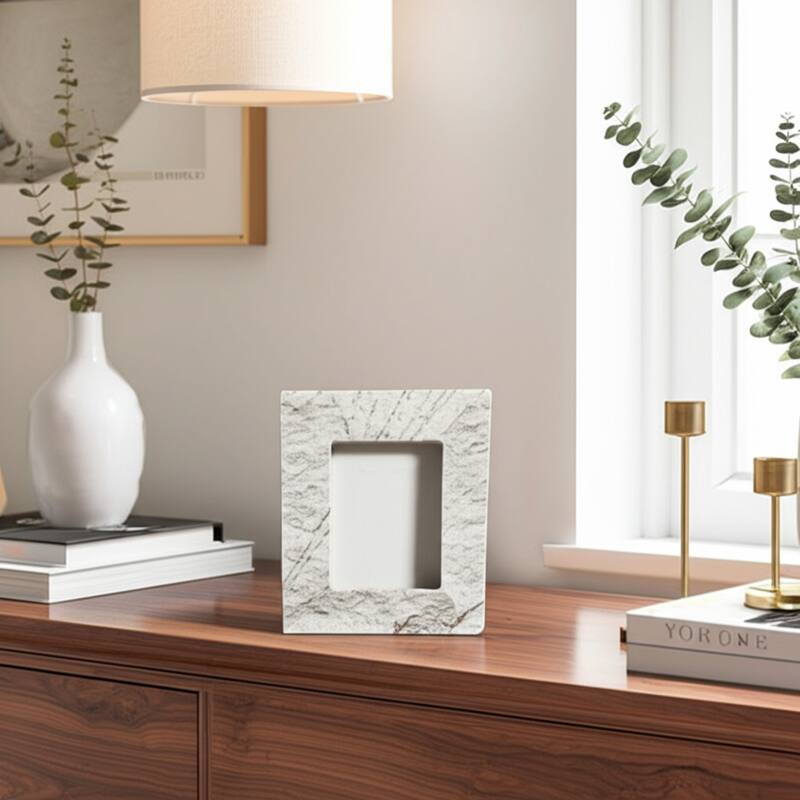 Marble Wood Photo Frame Textured Capri Style Home Office - 1" White