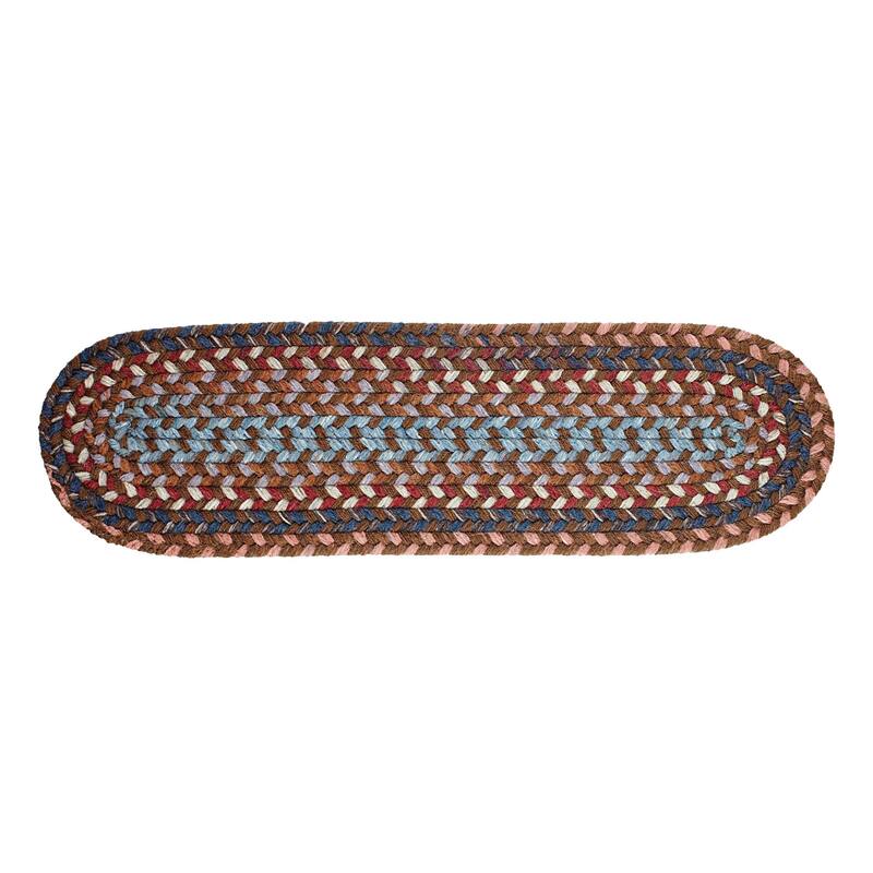 Rhody Rug Augusta Space-dye Wool Braided Rug - Walnut - 8" x 28" Oval