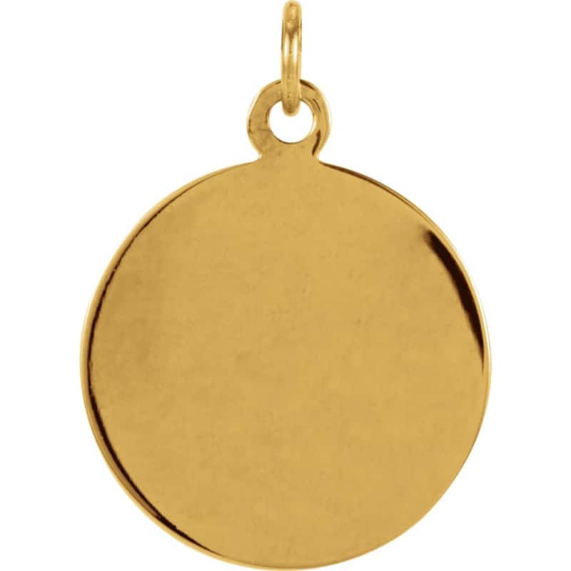 Curata Pendant Necklace 14k Yellow Gold 15mm Polished Round St. Christopher Medal Jewelry Gifts for Women