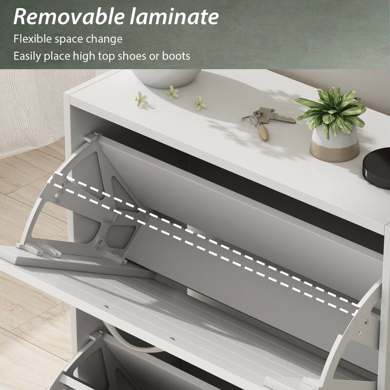 Shoe Cabinet with Flip Drawer for Entryway Rack Storage Organizer