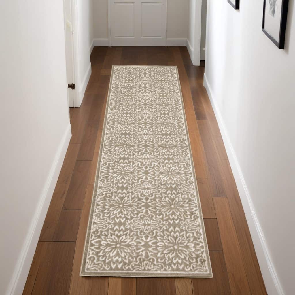 Buke Power Loomed Abstract Floral Traditional Stain Resistant Area Rug By HomeRoots - 87' X '27' X '0.5