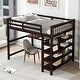 preview thumbnail 71 of 82, Space-Saving Loft Bed with Storage Shelves and Desk, Solid Wood Loft Bed Frame with Ladder and Guardrail for Kids Teens Adults Espresso - Full