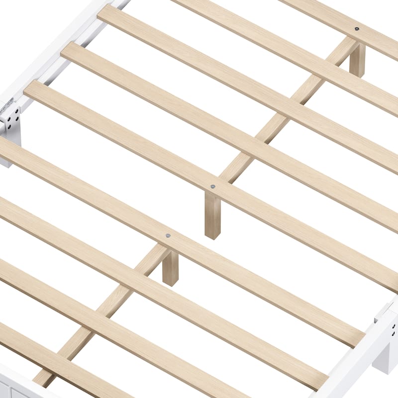 Full Size Wooden Platform Bed with Headboard Slats Support and No Box Spring Required