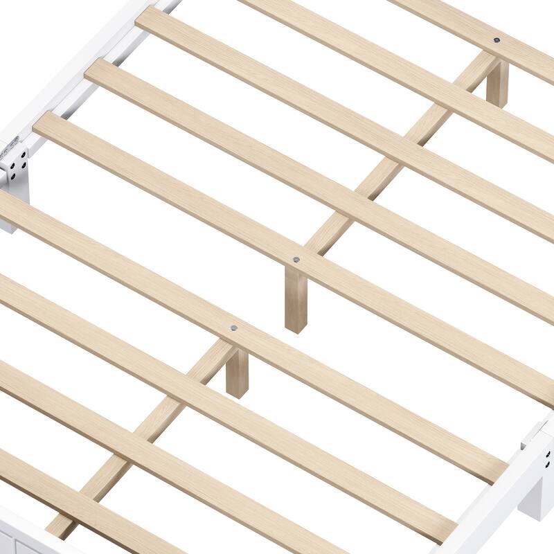 Vintage Wooden Bed Frame with Wood Slats Support, Platform Bed Frame
