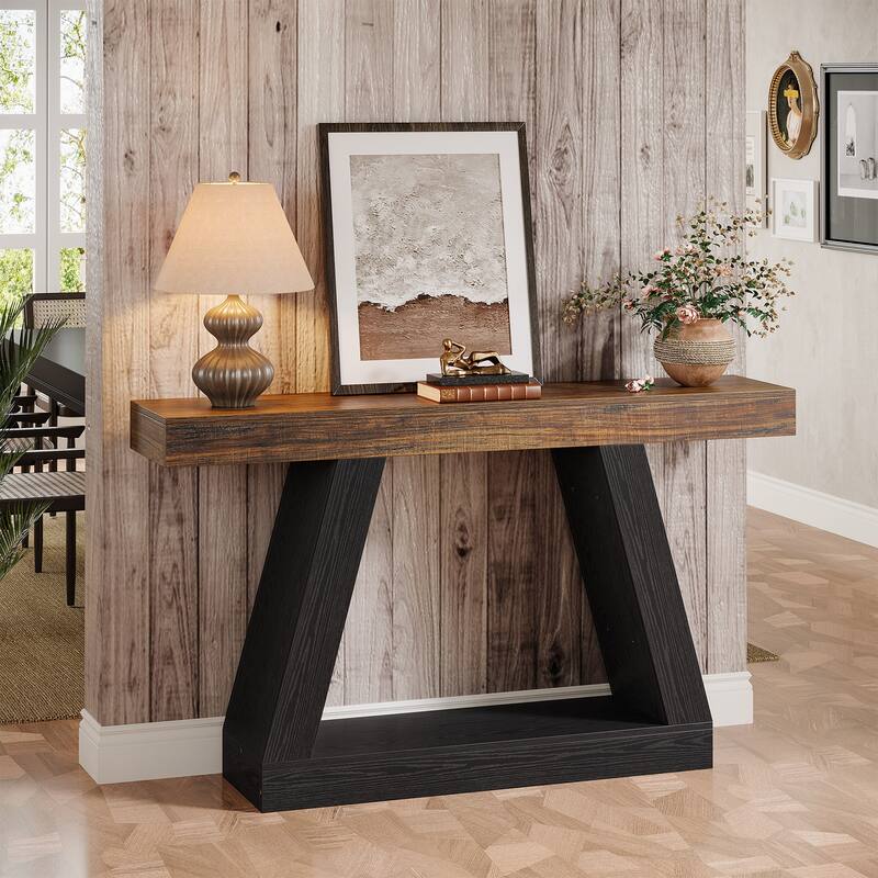 55 Inches Farmhouse Wood Console Sofa Table with Storage - 11.81" D x 55.12" W x 31.5" H