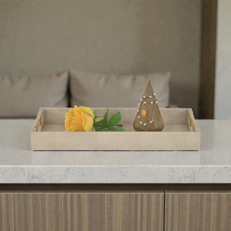 Lusan Faux Shagreen Tray with Handles