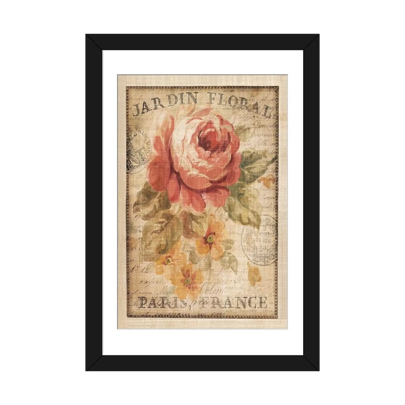 iCanvas "Parisian Flowers II" by Danhui Nai - Black - 32x24x1