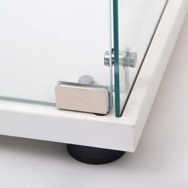 Glass Display Cabinet with Doors & Locks, Acrylic Shelves, Floor Standing Storage Showcase for Home or Office
