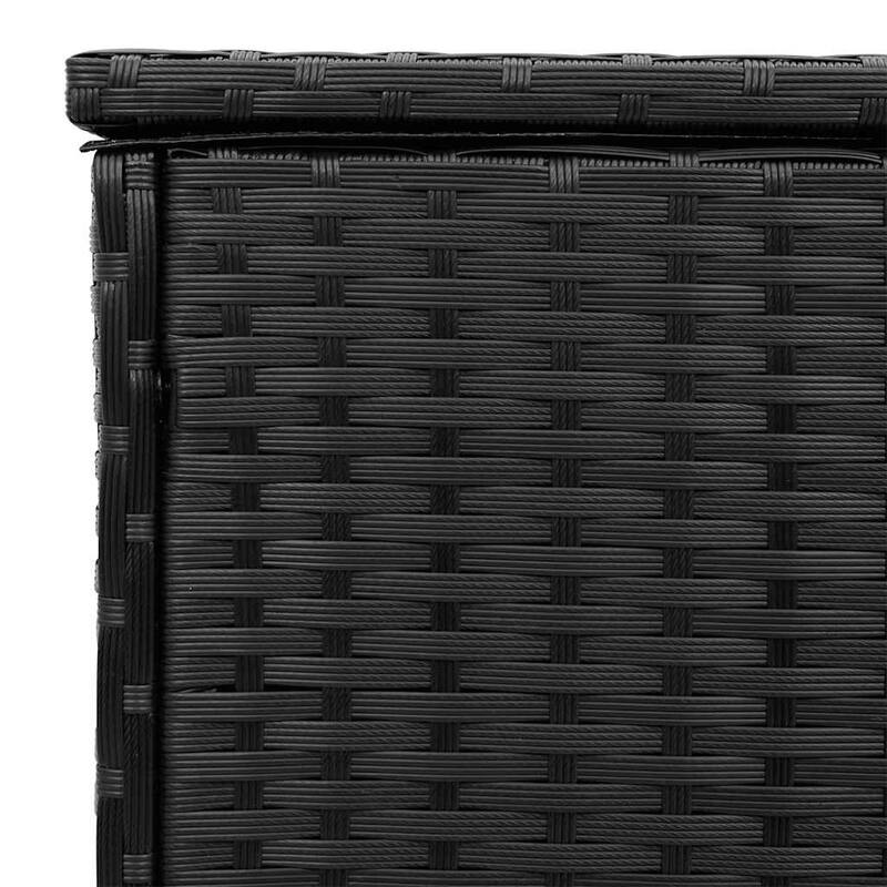 vidaXL Cushion Box Black PE Rattan, Powder-Coated Steel, Polyester - 21.7 x 39.4 x 21.9